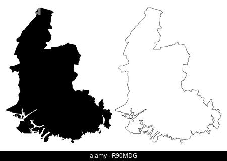 Vest-Agder (administrative divisions von Norwegen, Königreich Norwegen) Karte Vektor-illustration, kritzeln Skizze Nord-norwegen Karte Stock Vektor