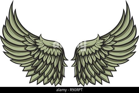 Hand Flügel vector Art. Eagle Wings Abbildung gezeichnet. Stock Vektor