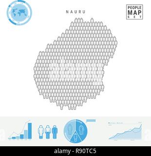 Nauru Menschen auf das Symbol Karte. Stylized Vector Silhouette von Nauru. Bevölkerungswachstum und Überalterung Infografiken Stock Vektor