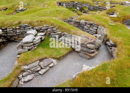 Jarlshof Siedlung nicht weit von Lerwick. Von ca. 2500 bis zum 17. Jahrhundert Stockfoto