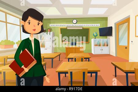 Frau Lehrerin in der Schule Stock Vektor