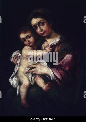 VIRGEN CON NIÑO - SIGLO XVII - BARROCO ESPAÑOL. Autor: MURILLO, Bartolome Esteban. Standort: Private Collection. MADRID. Spanien. Stockfoto