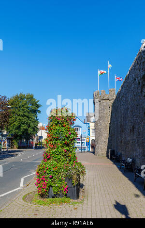 Historische Stadtmauer von Tenby, eine ummauerte Stadt am Meer in Pembrokeshire, South Wales Küste auf der westlichen Seite von Carmarthen Bay Stockfoto