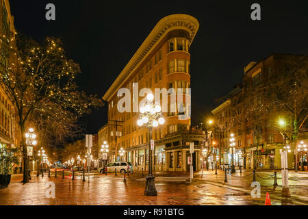 Hotel Europa, Nacht, Gastown, Vancouver, British Columbia, Kanada Stockfoto