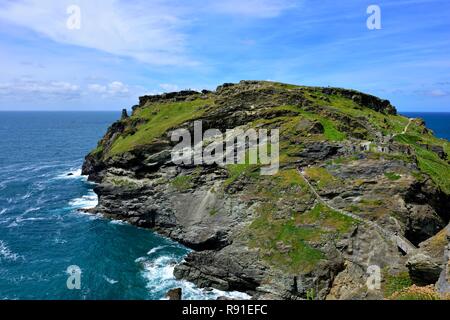 Tintagel Castle, Insel, Halbinsel, Cornwall, England, Großbritannien Stockfoto