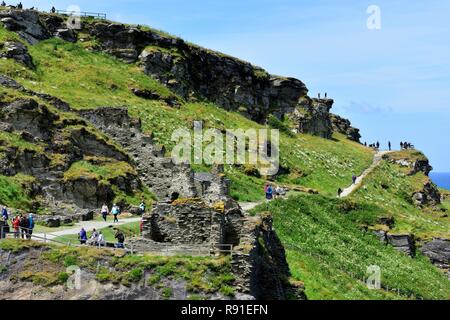 Tintagel Castle, Insel, Halbinsel, Cornwall, England, Großbritannien Stockfoto