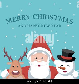 Weihnachtskarte der Weihnachtsmann, Rentier und Snow Bear Stock Vektor