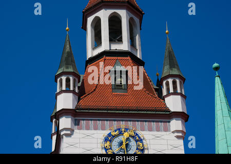 Altes Rathaus Clock Tower (Altes Rathaus) ein neo-gotischen Stil. München, Deutschland Stockfoto