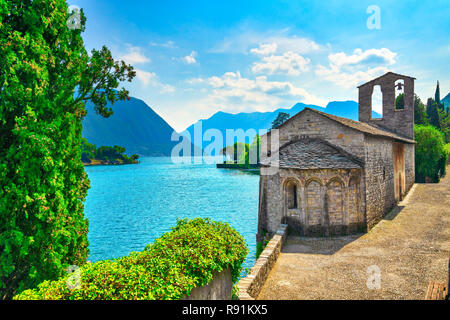 San Giacomo Kirche Ossuccio Tremezzina in Como Lake District. Italien, Europa. Stockfoto