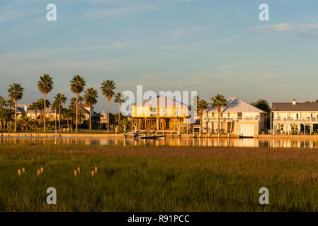 Wohnhäuser der vordringenden verehrten Feuchtgebiete im oberen Gulf Coast. Aransas National Wildlife Refuge, Texas, USA. Stockfoto