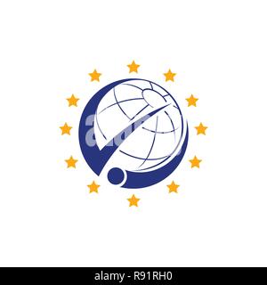 Vektor Mensch und Planet logo Kombination. Volk und Welt Symbol oder Icon. Einzigartige menschliche und globe Logo Design Template. Stock Vektor