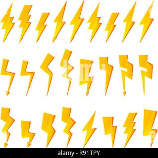 Thunder schraube Symbole. Flash Beleuchtung unterzeichnen. Hohe Spannung Symbole Stock Vektor