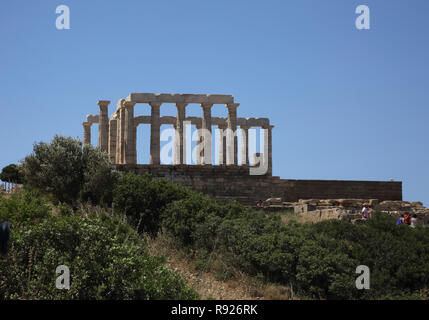 Attika Griechenland Kap Sounion Tempel des Poseidon Stockfoto