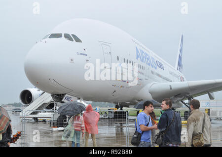 Schukowski, Russland. 20. August 2011. Air Show MAKS-2011. Airbus A-380 airpliner Stockfoto