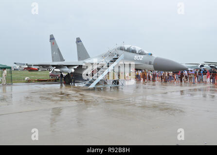 Schukowski, Russland. 20. August 2011. Air Show MAKS-2011. Suchoi Su-30 MK Fighter Stockfoto