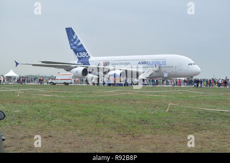 Schukowski, Russland. 20. August 2011. Air Show MAKS-2011. Airbus A-380 airpliner Stockfoto