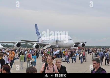 Schukowski, Russland. 20. August 2011. Air Show MAKS-2011. Airbus A-380 airpliner Stockfoto