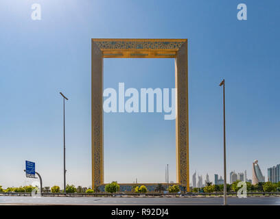 Blick auf den Dubai Frame Stockfoto