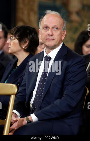 Roma, Italia. 19 Dez, 2018. Minister der Anweisung Marco Bussetti Rom 19. Dezember 2018. Quirinale. Traditionellen Austausch der Weihnachtswünsche zwischen dem Präsidenten der Republik und den Organen. Foto Samantha Zucchi Insidefoto Credit: insidefoto Srl/Alamy leben Nachrichten Stockfoto