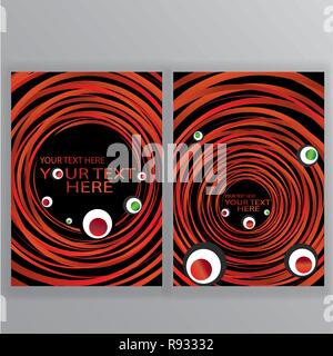 Sushi Menü vector Template, Rücken und Vorderdeckel mit maki Rollen und 3d rote Linien auf schwarzem, für Web und Print Stock Vektor