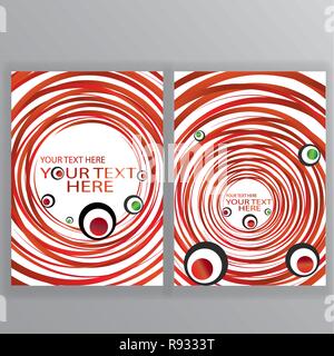 Sushi Menü vector Template, Rücken und Vorderdeckel mit maki Rollen und 3d rote Linien auf weissem, für Web und Print Stock Vektor