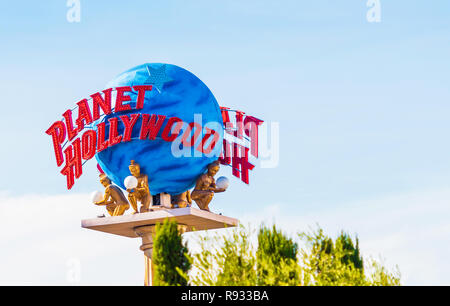 LAS VEGAS, USA - Januar 31, 2018: Blick auf die Skulptur "Planet Hollywood". Kopieren Sie Platz für Text Stockfoto