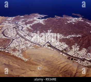 Luftaufnahme von Mutrah und alt Muscat. Stockfoto