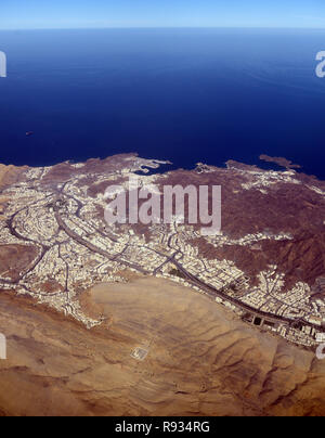 Luftaufnahme von Mutrah und alt Muscat. Stockfoto