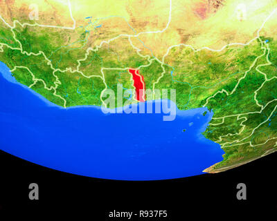 Togo aus dem Weltraum auf dem Modell des Planeten Erde mit Ländergrenzen. 3D-Darstellung. Elemente dieses Bild von der NASA eingerichtet. Stockfoto