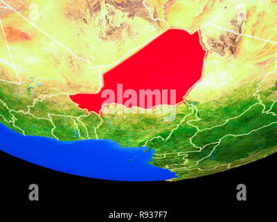 Niger aus dem Weltraum auf dem Modell des Planeten Erde mit Ländergrenzen. 3D-Darstellung. Elemente dieses Bild von der NASA eingerichtet. Stockfoto