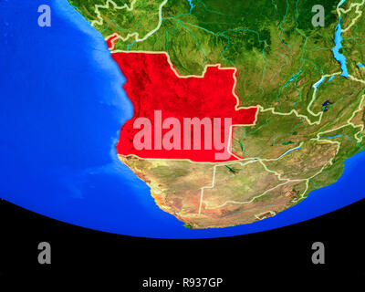 Angola aus dem Weltraum auf dem Modell des Planeten Erde mit Ländergrenzen. 3D-Darstellung. Elemente dieses Bild von der NASA eingerichtet. Stockfoto