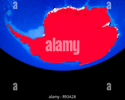 Antarktis vom Platz auf Modell des Planeten Erde mit Ländergrenzen. 3D-Darstellung. Elemente dieses Bild von der NASA eingerichtet. Stockfoto