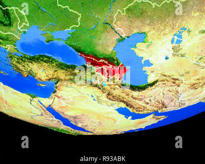 Kaukasus aus dem Weltraum auf dem Modell des Planeten Erde mit Ländergrenzen. 3D-Darstellung. Elemente dieses Bild von der NASA eingerichtet. Stockfoto