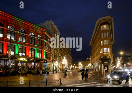 Hotel Europa, Nacht, Gastown, Vancouver, British Columbia, Kanada Stockfoto