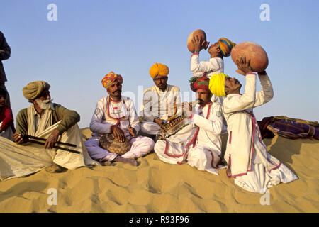 Rajasthani Folk Musiker, Rajasthan, Indien Stockfoto