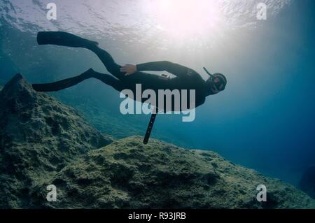 Freediver, Mittelmeer, Kash, Türkei Stockfoto