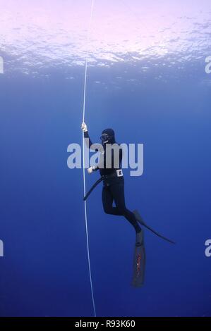 Freediver, Mittelmeer, Kash, Türkei Stockfoto