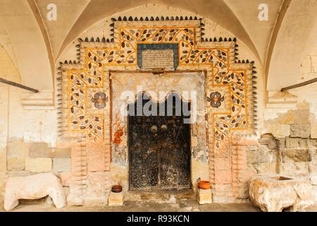 Eingang des St. Konstantin und Helena Church, Mustafapasa, Cappadocia, Anatolien, Türkei Stockfoto