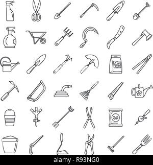 Bauernhof Gartengeräte Icon Set. Umrisse der Farm Gartengeräte Vector Icons für Web Design auf weißem Hintergrund Stock Vektor