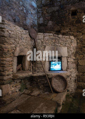 Innenansicht Küche des Pazo (manour house) von Torres de Allo, Zas, La Coruña, Galicien, Spanien Stockfoto