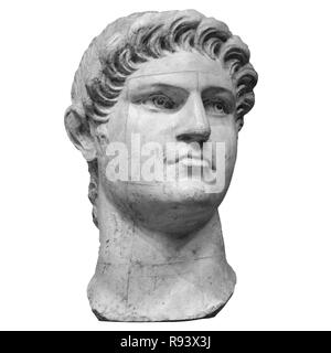 Porträt der römische Kaiser Nero Claudius Caesar Augustus Germanicus isoliert auf weißem Hintergrund. Stockfoto