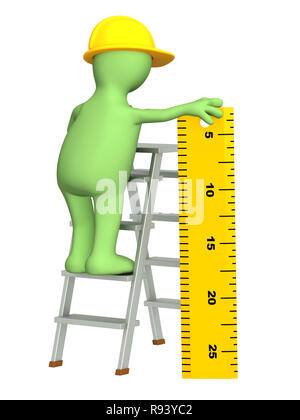 3d-Builder mit Lineal - über Weiß Stockfoto