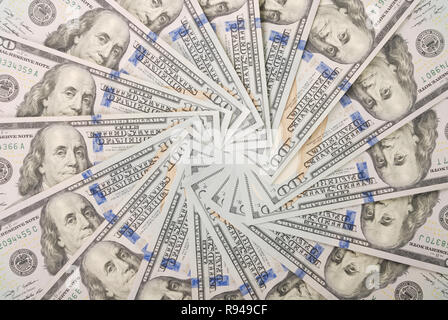 Mandala Kaleidoskop von Geld. Abstrakte Geld Hintergrund raster Muster wiederholen Mandala Kreis. Stockfoto