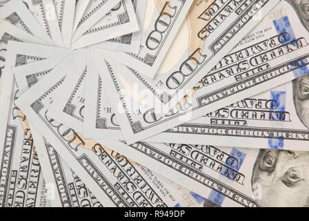 Mandala Kaleidoskop von Geld. Abstrakte Geld Hintergrund raster Muster wiederholen Mandala Kreis. Stockfoto