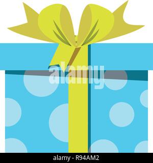 Blauen Geschenkbox mit Schleife auf weißem Hintergrund gewickelt. Verkauf, Einkaufen, Geburtstag, Weihnachten, Silvester, Valentinstag. Dieses Symbol, Logo, Banner, schlecht Stock Vektor