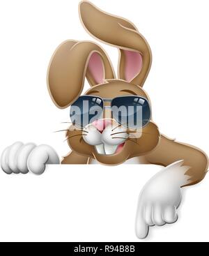 Osterhase Cool Kaninchen zeigen Cartoon Stock Vektor
