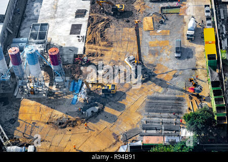 Luftaufnahme der "Vorbereitung des Standorts" sowie im Bau. Stockfoto