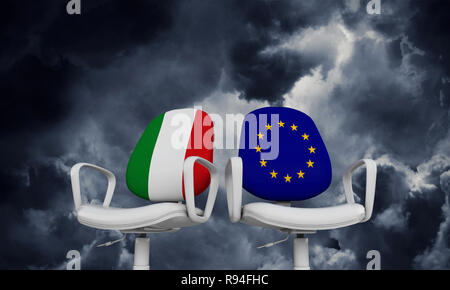 Italien und Europa business Stühlen. Internationl Beziehung Konzept. 3D-Rendering Stockfoto