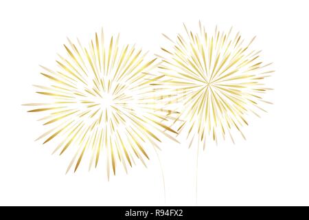 Golden neue Jahr Feuerwerk auf weißem Hintergrund Vektor-illustration EPS 10 isoliert Stock Vektor