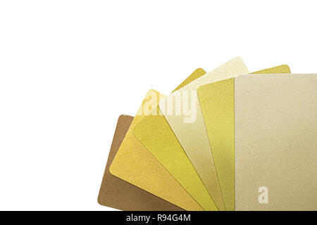 Sechs gold Plastikkarten in Fan-form Mode Stockfoto